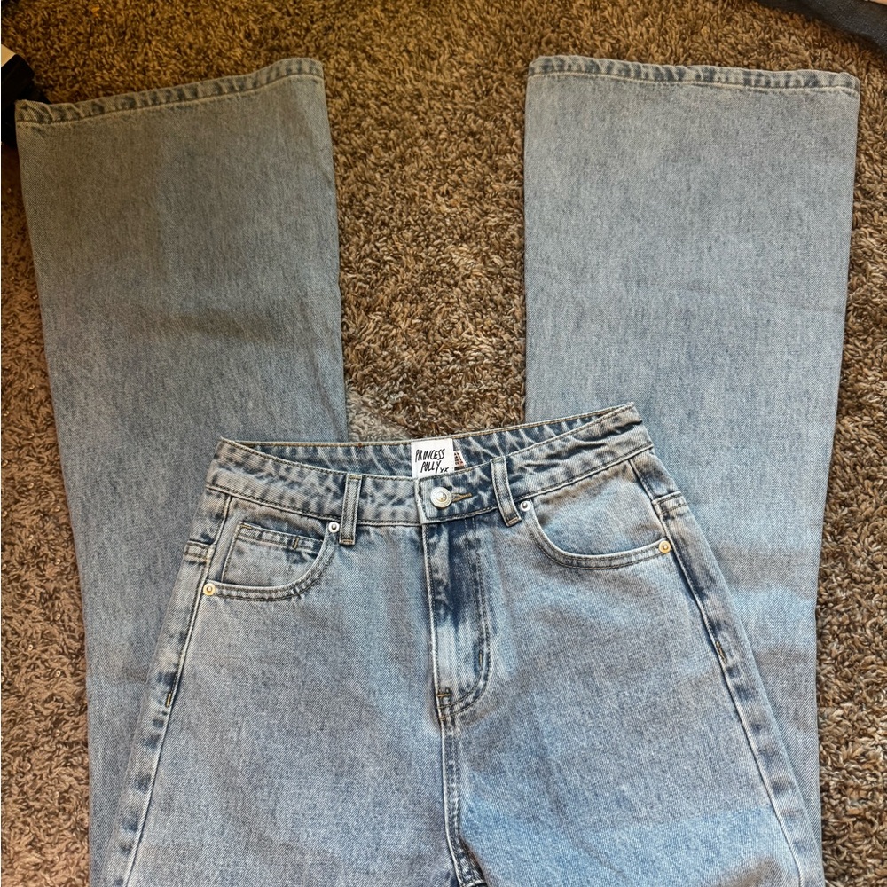 Princess Polly Light Blue High-Rise Straight Leg Jeans